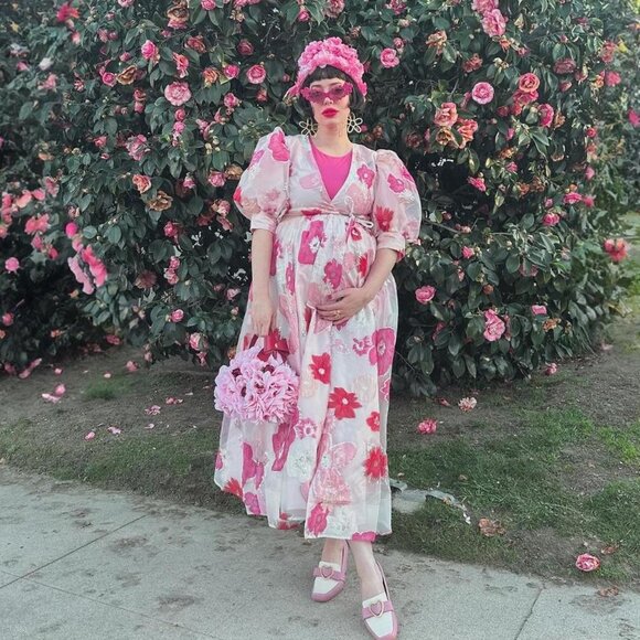 Sister Jane rare pink and red floral wrap dress size small - Picture 8 of 8